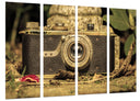 Tríptico camara leica antigua, vintage, sepia