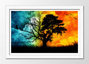 Cuadro enmarcado blanco Arbol Dia y Noche, Naturaleza,arbol de la vida