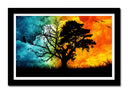 Cuadro enmarcado negro Arbol Dia y Noche, Naturaleza,arbol de la vida