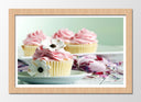 Cuadro enmarcado natural pastelitos, cup-cakes, colores suaves, dulce, postre