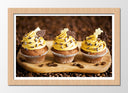 Cuadro enmarcado natural pastelitos, cup-cakes, colores marrones, dulce, postre