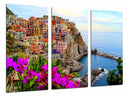Tríptico ciudad burano, italia, casa de colores, playa, puerto, mar