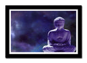 Cuadro enmarcado negro buda oriental, morado ,escultura ,relajacion ,meditacion ,zen