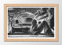 Cuadro enmarcado natural coche vintage, escarabajo, Volkswagen, blanco y negro