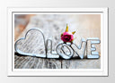 Cuadro enmarcado blanco palabra de amor, romantico, corazon