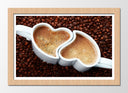 Cuadro enmarcado natural tazas de café forma de corazon, expreso, desyauno