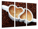 Tríptico tazas de café forma de corazon, expreso, desyauno