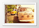 Cuadro enmarcado blanco Furgoneta Volkswagen Vitage, Hippie