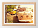 Cuadro enmarcado natural Furgoneta Volkswagen Vitage, Hippie
