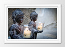 Cuadro enmarcado blanco buda oreintal ,decoracion, velas ,relajacion ,meditacion ,zen