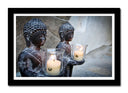 Cuadro enmarcado negro buda oreintal ,decoracion, velas ,relajacion ,meditacion ,zen