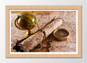 Cuadro enmarcado natural Mapa Mundial Antiguo, Manuscrito, Brujula