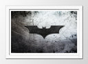 Cuadro enmarcado blanco pelicula, batman, logo, tonalidades grises