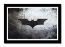 Cuadro enmarcado negro pelicula, batman, logo, tonalidades grises