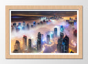 Cuadro enmarcado natural Ciudad Dubai Luces de Noche, Rascacielos, nubes