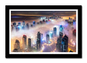Cuadro enmarcado negro Ciudad Dubai Luces de Noche, Rascacielos, nubes