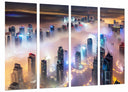 Tríptico Ciudad Dubai Luces de Noche, Rascacielos, nubes