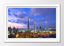 Cuadro enmarcado blanco Ciudad de Dubai, Atardecer, Rascacielos