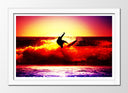 Cuadro enmarcado blanco Surfista, Atardecer en el Mar, Deporte