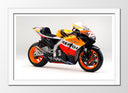 Cuadro enmarcado blanco Moto Honda, Dani Pedrosa, Naranja