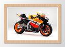 Cuadro enmarcado natural Moto Honda, Dani Pedrosa, Naranja