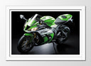 Cuadro enmarcado blanco Moto Kawasaki ZX-10R, Verde, Carretera