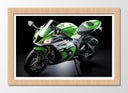 Cuadro enmarcado natural Moto Kawasaki ZX-10R, Verde, Carretera