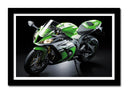 Cuadro enmarcado negro Moto Kawasaki ZX-10R, Verde, Carretera