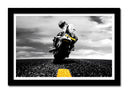Cuadro enmarcado negro Moto de Carretera, Motorista , Amarillo
