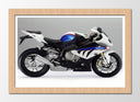 Cuadro enmarcado natural Moto BMW Blanca y Azul, Carretera