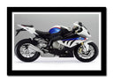 Cuadro enmarcado negro Moto BMW Blanca y Azul, Carretera