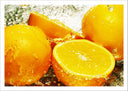 Lámina naranjas sobre agua, citrico