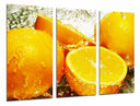 Tríptico naranjas sobre agua, citrico