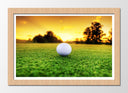 Cuadro enmarcado natural campo de golf, atardecer, pelota, palo