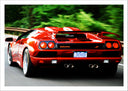 Lámina Lamborghini Diablo Rojo, Coche, Carrera