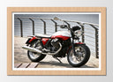 Cuadro enmarcado natural Moto Roja, Lago, Motorista, Lago, Guzzi