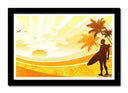 Cuadro enmarcado negro Surf, Palmeras sol y Playa