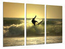Tríptico surfista en el mar, atardecer, deporte