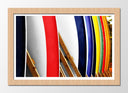 Cuadro enmarcado natural tablas de surf, apiladas, colores