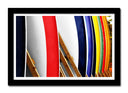 Cuadro enmarcado negro tablas de surf, apiladas, colores