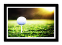 Cuadro enmarcado negro pelota de golf, campo de golf, soporte