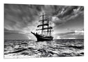 Cuadro barco de vela en el mar,carabela,barco antiguo , blanco y negro