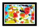 Cuadro enmarcado negro frutas variadas, multicolor