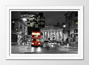 Cuadro enmarcado blanco ciudad de londres, noche, autobus rojo , blanco y negro