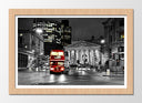 Cuadro enmarcado natural ciudad de londres, noche, autobus rojo , blanco y negro