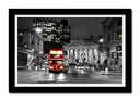 Cuadro enmarcado negro ciudad de londres, noche, autobus rojo , blanco y negro