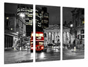 Tríptico ciudad de londres, noche, autobus rojo , blanco y negro