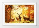Cuadro enmarcado blanco ciervo en el bosque, otoño, naturaleza, salvaje, animal