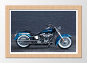 Cuadro enmarcado natural Moto Harley Davidson Azul, Carretera, Motorista
