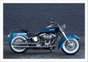 Lámina Moto Harley Davidson Azul, Carretera, Motorista